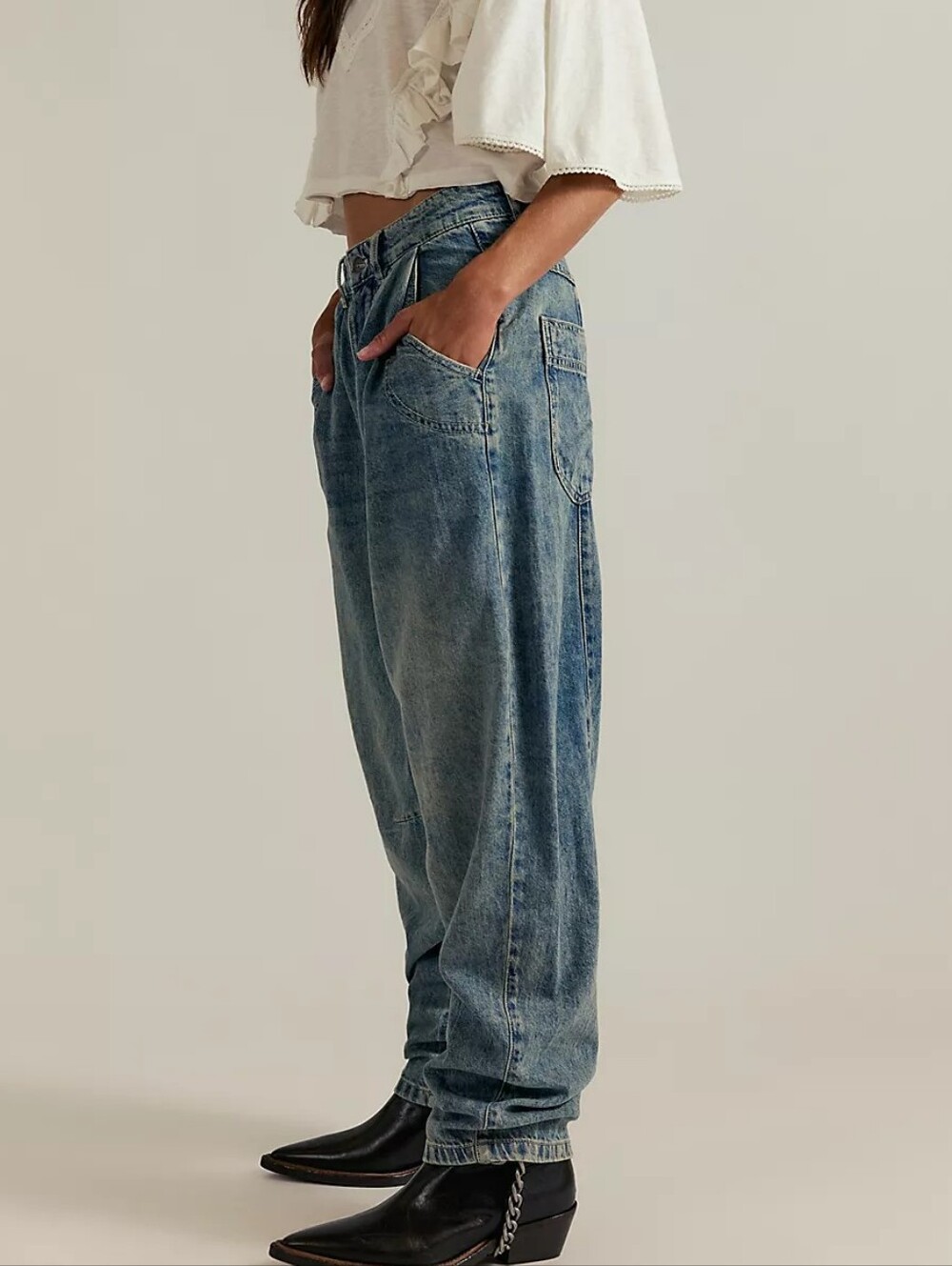 We The Free Heartland Cotton High Rise Tapered Baggy Jeans in Creekstone
